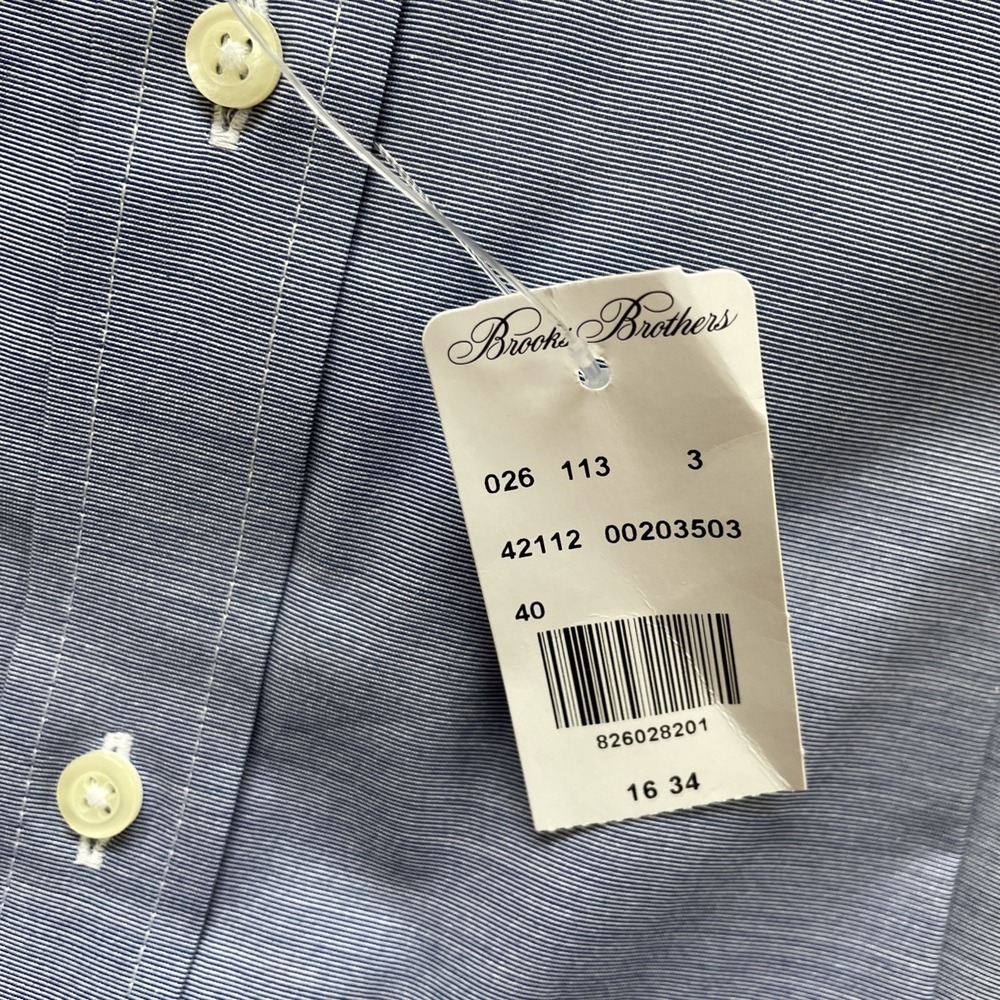 NWT Brooks Brothers 1818 Blue Button Down Dress Shirt Mens 16 34 Regent Fit - Picture 8 of 9
